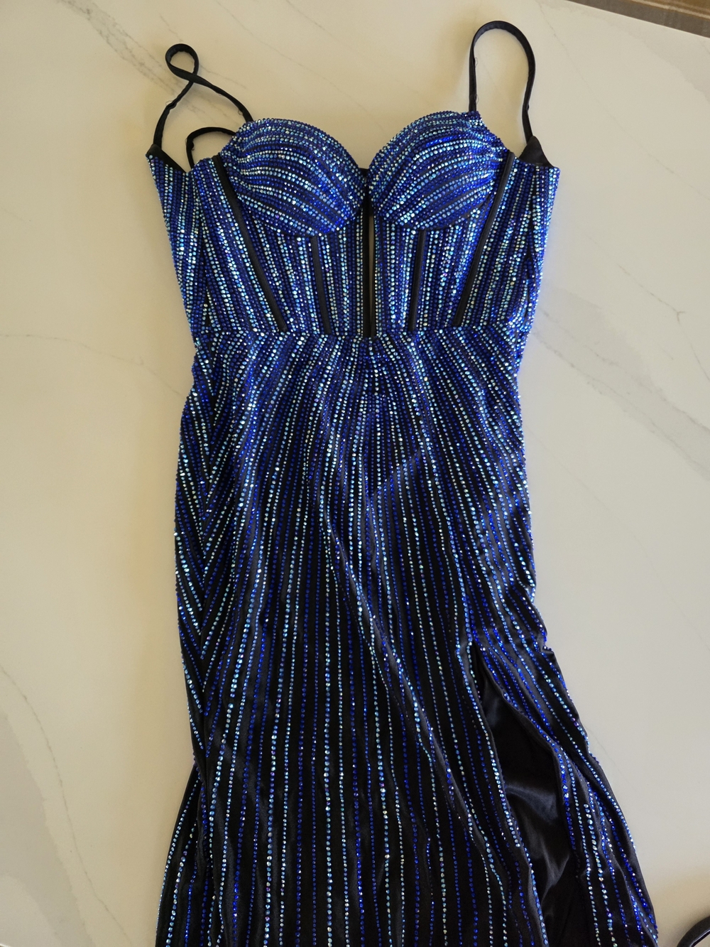 Sherri Hill Blue And Black Prom Dress